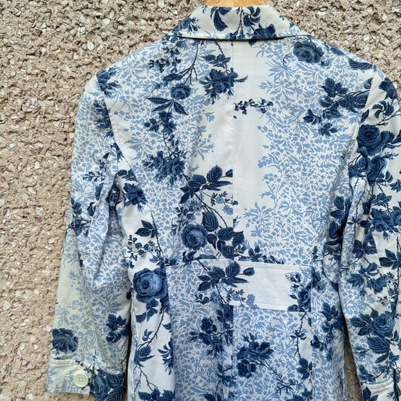 Ann Taylor Loft Blue Floral Rose Cotton Blazer - Picture 4 of 9